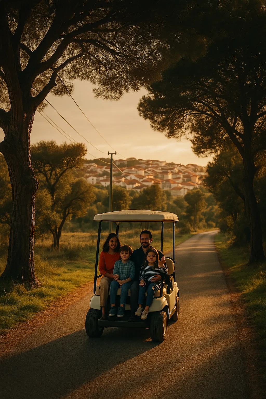 Electric buggy on the resort paths