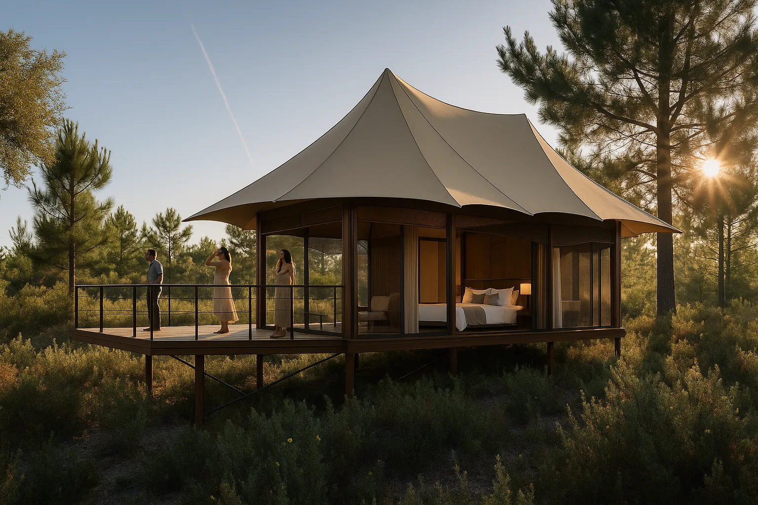 Tented lodge architectural render
