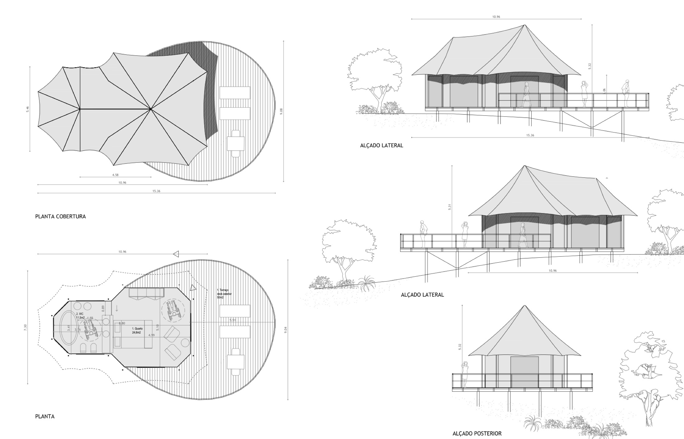 Licensed plans and elevations for a safari tent